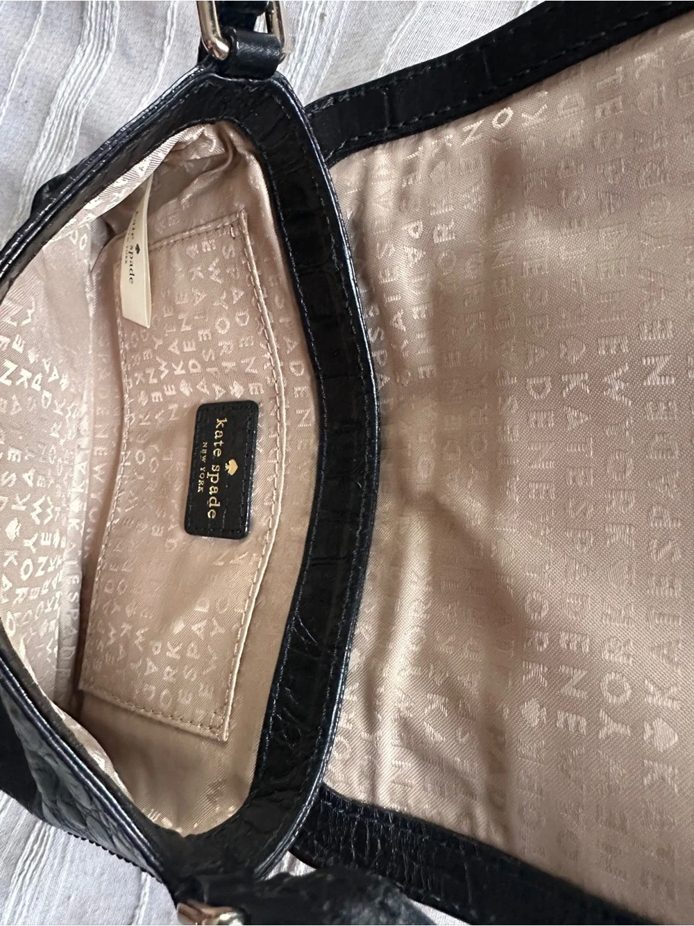 KATE SPADE NY Rialto Place Sally Black Crocodile Embossed Leather Crossbody Bag